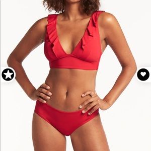 Red Essentials Frill Sea Level Australia Bra Top